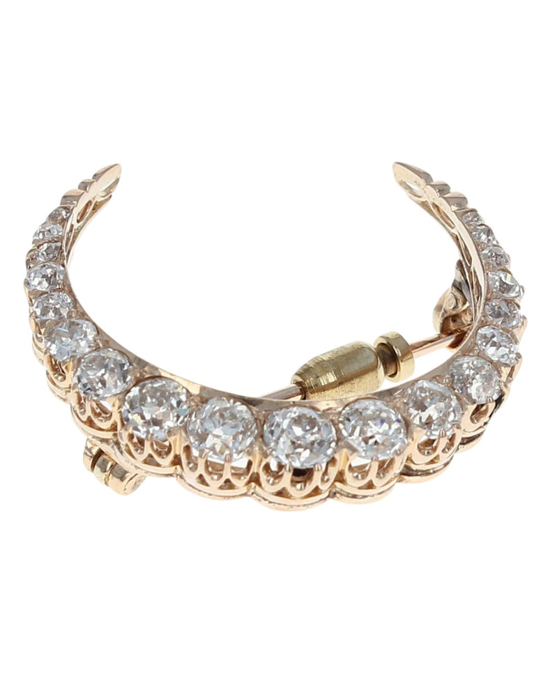 European Diamond Moon Brooch