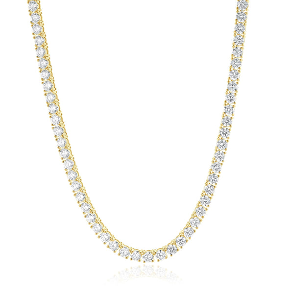 14 Karat Yellow Gold Diamond Inline Tennis Necklace