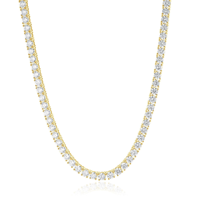 14 Karat Yellow Gold Diamond Inline Tennis Necklace