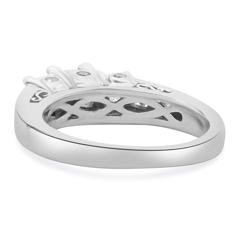 14 Karat White Gold Past, Present, Future Diamond Engagement Ring