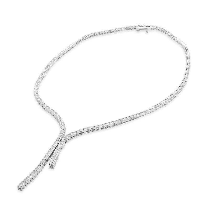 14 Karat White Gold Lariat Style Diamond Necklace