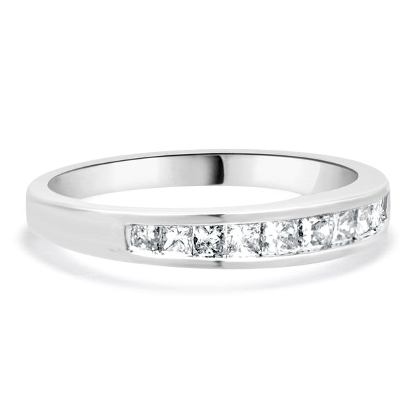 14 Karat White Princess Cut Channel Set Diamond Band