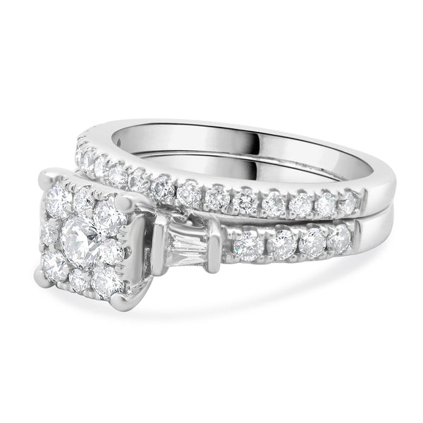 14 Karat White Gold Cluster Diamond Engagement Ring