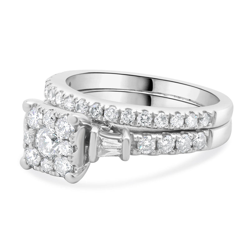 14 Karat White Gold Cluster Diamond Engagement Ring