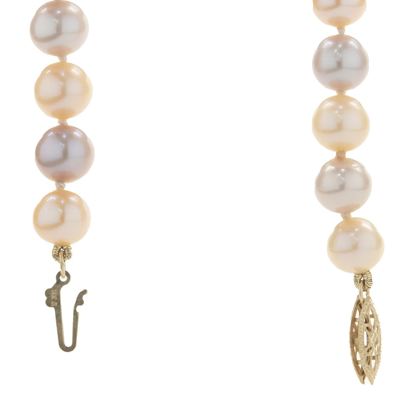 Pink and Purple Knotted Pearl Necklace