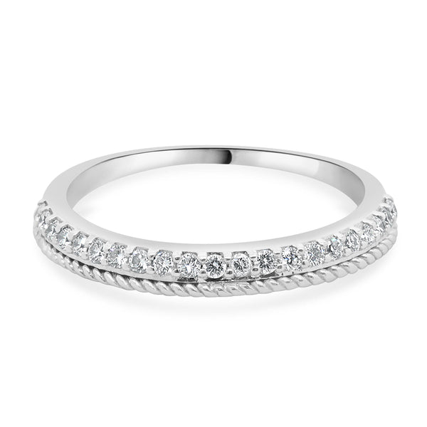 14 Karat White Gold Round Brilliant Cut Diamond Band