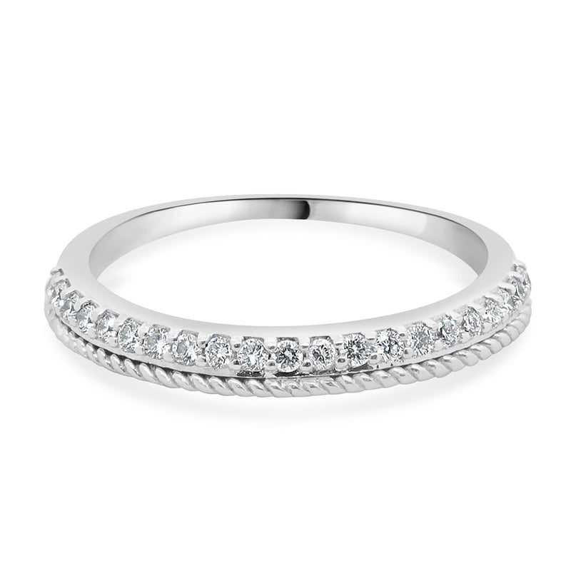 14 Karat White Gold Round Brilliant Cut Diamond Band