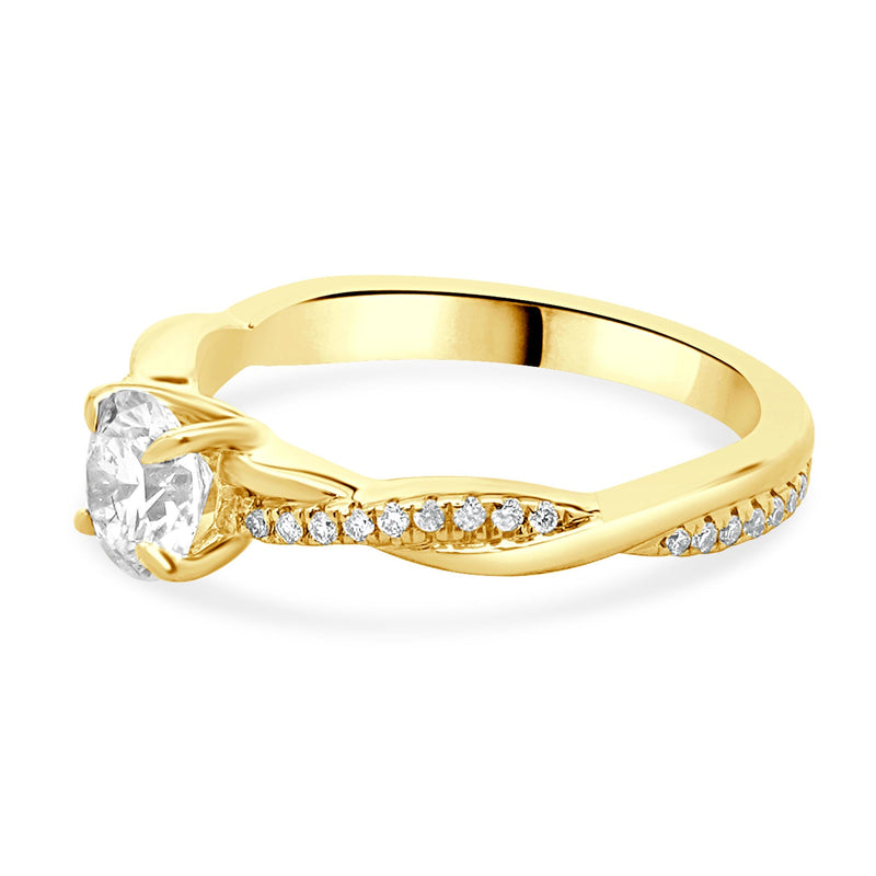 18 Karat Yellow Gold Round Brilliant Cut Diamond Engagement Ring