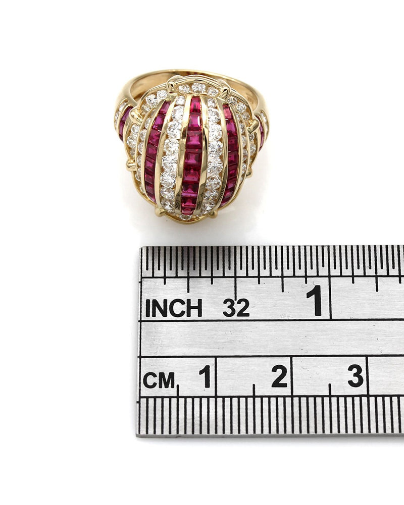 18KY Ruby and Diamond Dome Ring