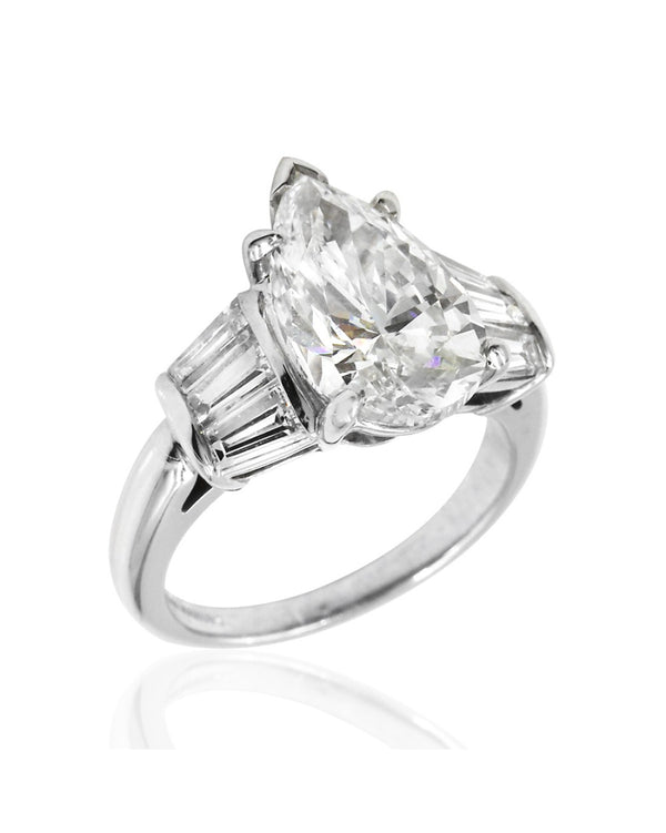 GIA Certified Pear Cut Diamond Solitaire Ring in Platinum