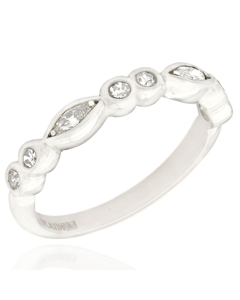 0.34ctw Marquise and Single Cut Diamond Band/ Ring in Platinum