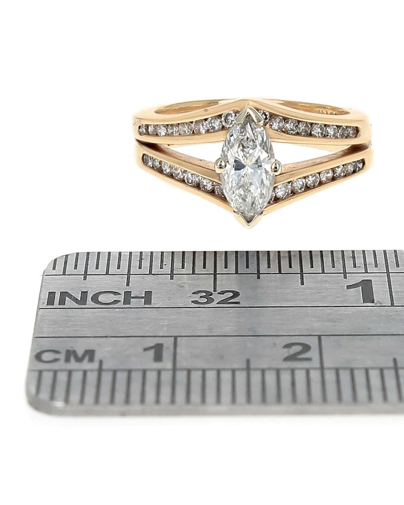 Marquise Cut Diamond Solitaire Split Shank Ring