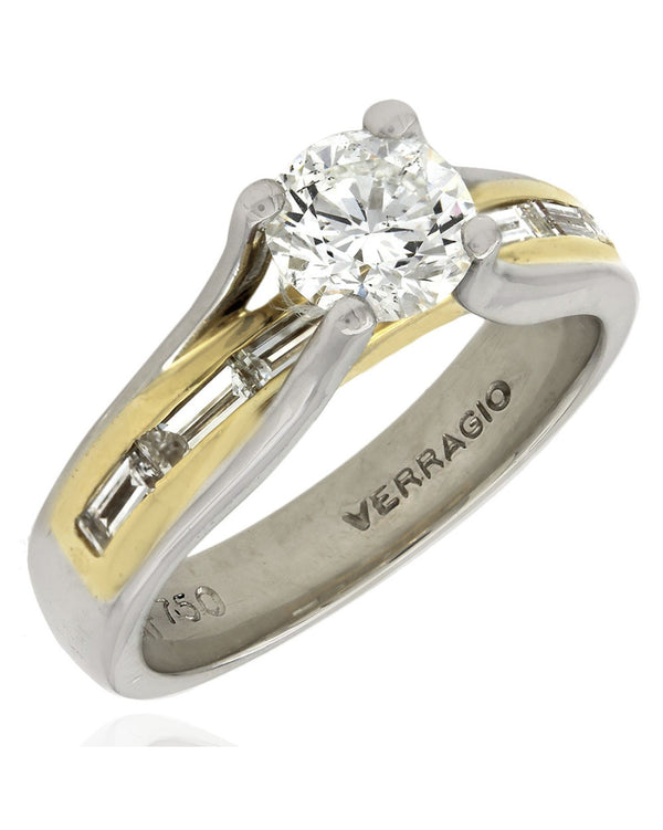 0.84ct SI3, E Round Brilliant Diamond Engagement Ring in Platinum/18KY Gold