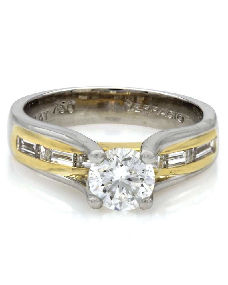 0.84ct SI3, E Round Brilliant Diamond Engagement Ring in Platinum/18KY Gold