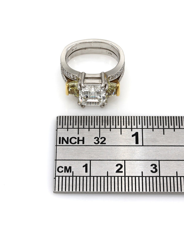 3.04ct VS1, H GIA Certified Asscher Cut Engagement Ring in Platinum/ 18KY Gold