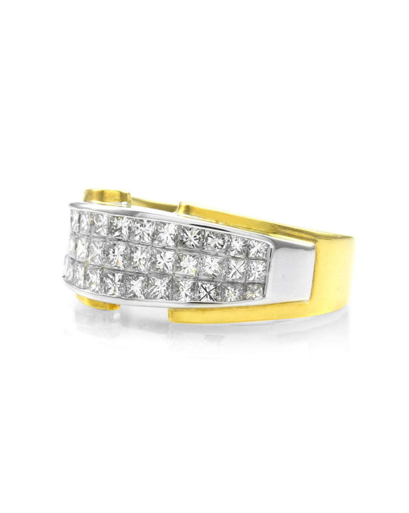 18K White & Yellow Gold Invisible Set Diamond Band