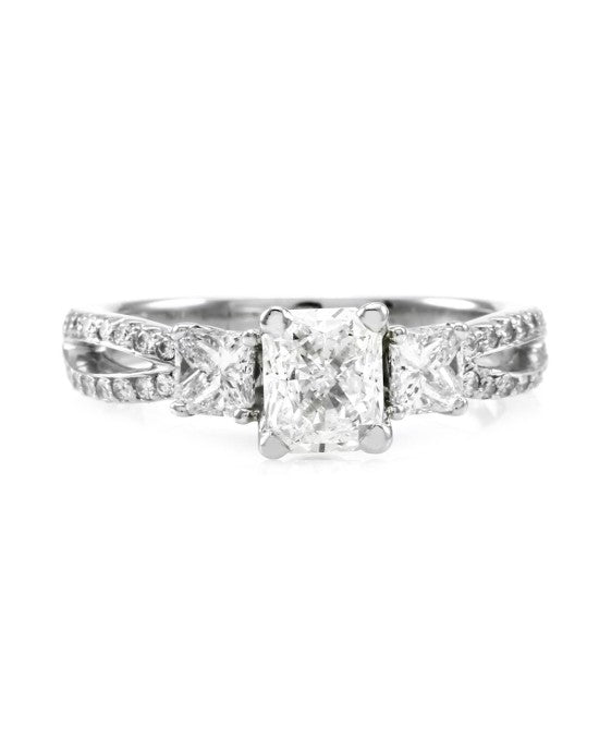 Scott Kay 1.02ct VS2, F GIA Radiant Certified Diamond Engagement Ring Platinum