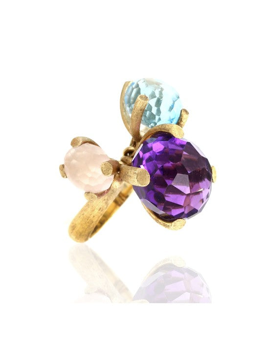 Nanis Bon Bon Quartz and Topaz Ring in 18K Yellow Gold