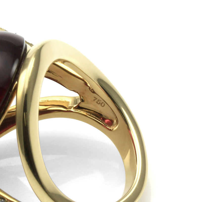 Rubellite Pink Tourmaline and Pave Diamond Ring in Gold