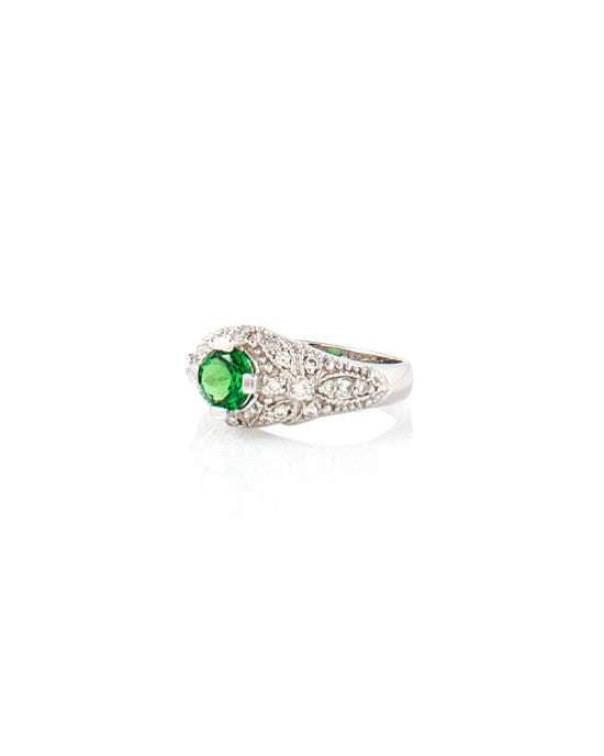 Tsavorite Garnet and Diamond Ring in Gold