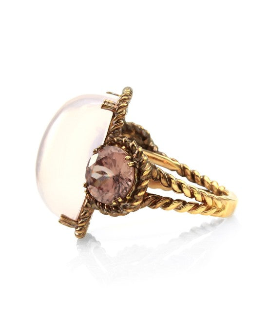 30.99ct Rose Quartz and 7.82ctw Pink Zircon Ring in 18K Rose Gold