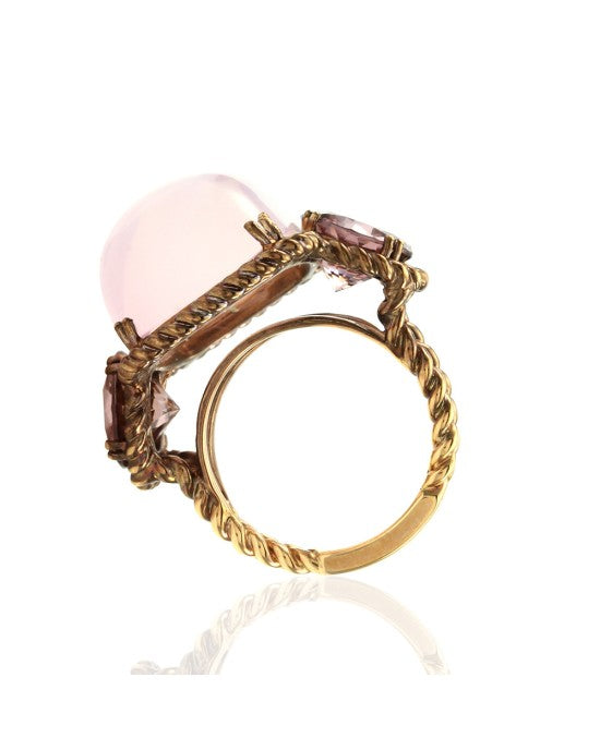 30.99ct Rose Quartz and 7.82ctw Pink Zircon Ring in 18K Rose Gold