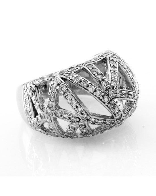 Diamond Pave Cut Out Dome Ring