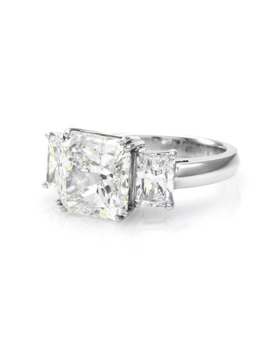 5.02ct SI1, I GIA Certified Radiant Cut Diamond Engagement Ring 18K White Gold