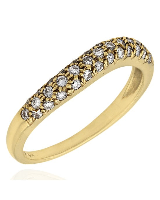 3 Row Diamond Pave Wave Ring