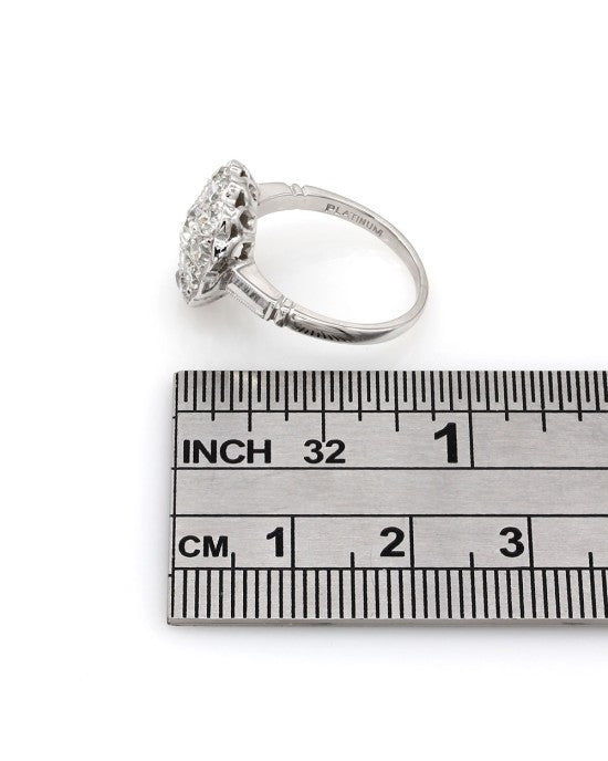 1.32ctw European Cut Diamond Cluster Ring in Platinum