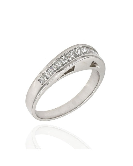 High Profile Princess Diamond Band in Platinum