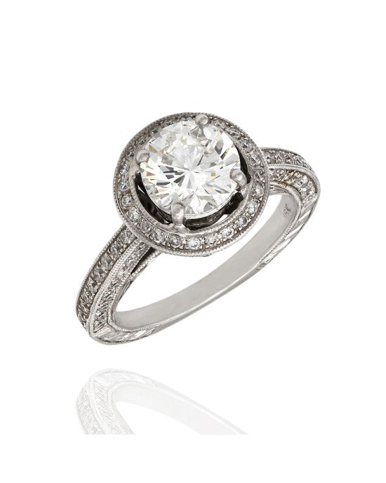 1.50ct SI3, I Round Brilliant Cut Diamond Engagement Ring in 18K White Gold