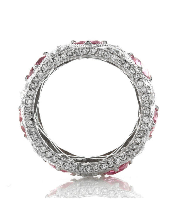 Barry Kronen 4.06ctw Pink Sapphire & 1.16ctw Diamond Band in 18K White Gold