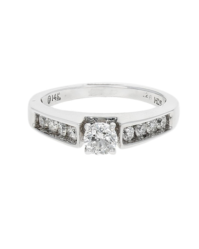 Round Brilliant Cut Diamond Solitaire Diamond Shank Ring