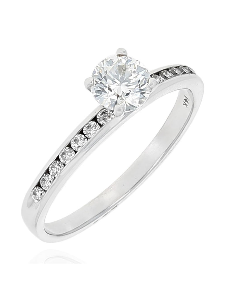 Round Brilliant Cut Diamond Solitaire Diamond Shank Ring