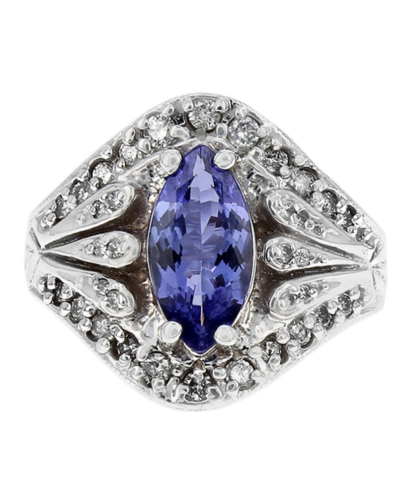Marquise Tanzanite Diamond Pave Ring