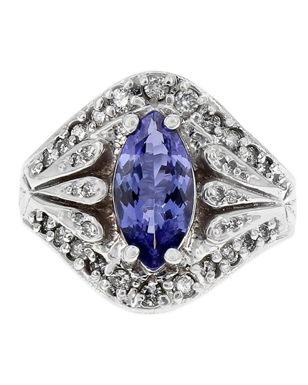 Marquise Tanzanite Diamond Pave Ring