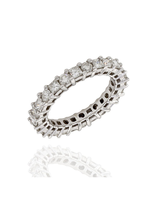 Alternating Princess and Round Diamond Eternity Band