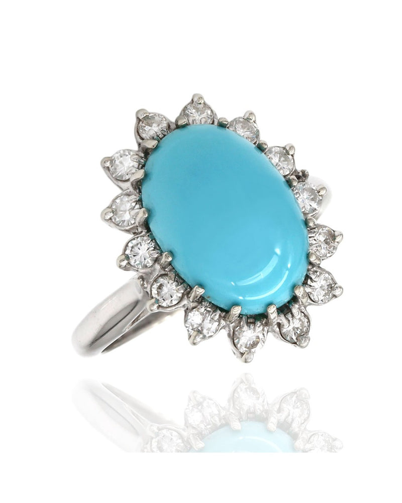 Turquoise and 0.42ctw Diamond Ring in 14K White Gold