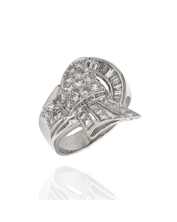 Art Deco 0.74ctw Diamond Ring in 14K White Gold