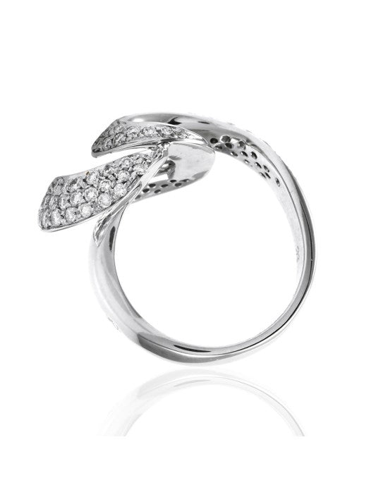 Contemporary 1.35ctw Diamond Ribbon Ring in 18K White Gold