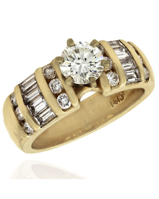 0.71ct SI2, M Round Brilliant Diamond Engagement Ring in 14K Yellow Gold