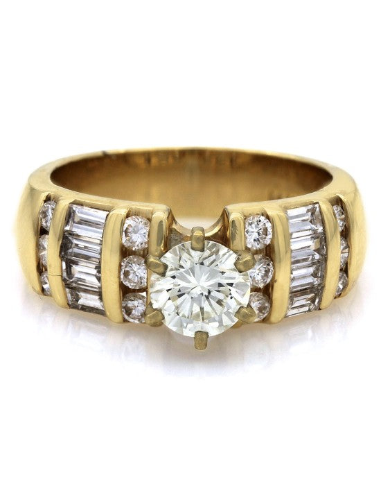 0.71ct SI2, M Round Brilliant Diamond Engagement Ring in 14K Yellow Gold