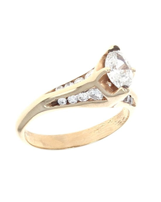 0.50ct SI2, I Marquise Cut Diamond Engagement Ring in 14K Yellow Gold