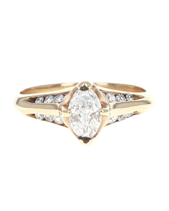 0.50ct SI2, I Marquise Cut Diamond Engagement Ring in 14K Yellow Gold