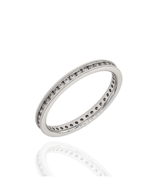 0.42ctw Diamond Milgrain Edge Eternity Band/ Ring in 14K White Gold