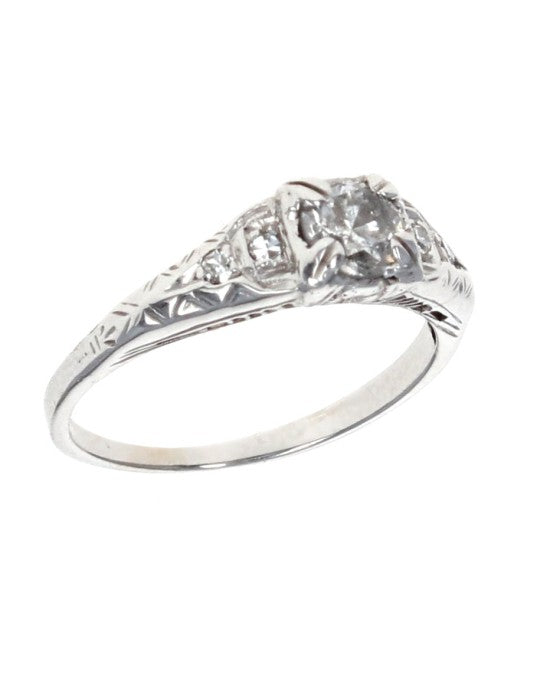 Vintage 0.44ct Diamond Engagement Ring in 14K White Gold