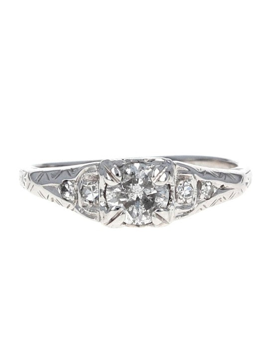 Vintage 0.44ct Diamond Engagement Ring in 14K White Gold