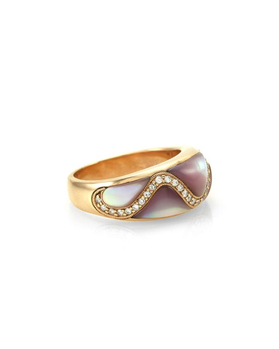 Kabana Mother-of-Pearl and Pave Diamond Ring in Gold