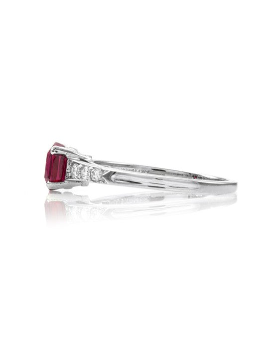 Tiffany & Co. Burmese Ruby and Pave Diamond Ring in 900 Platinum